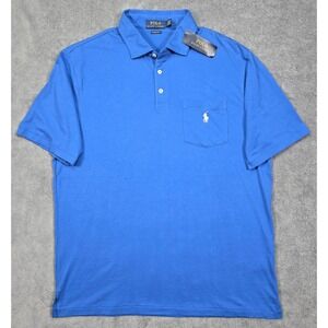 Polo Ralph Lauren Polo Shirt Men Large Blue NWT Classic Fit Pocket Jersey Cotton
